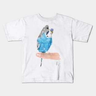 Pretty Blue Parakeet Budgie Kids T-Shirt